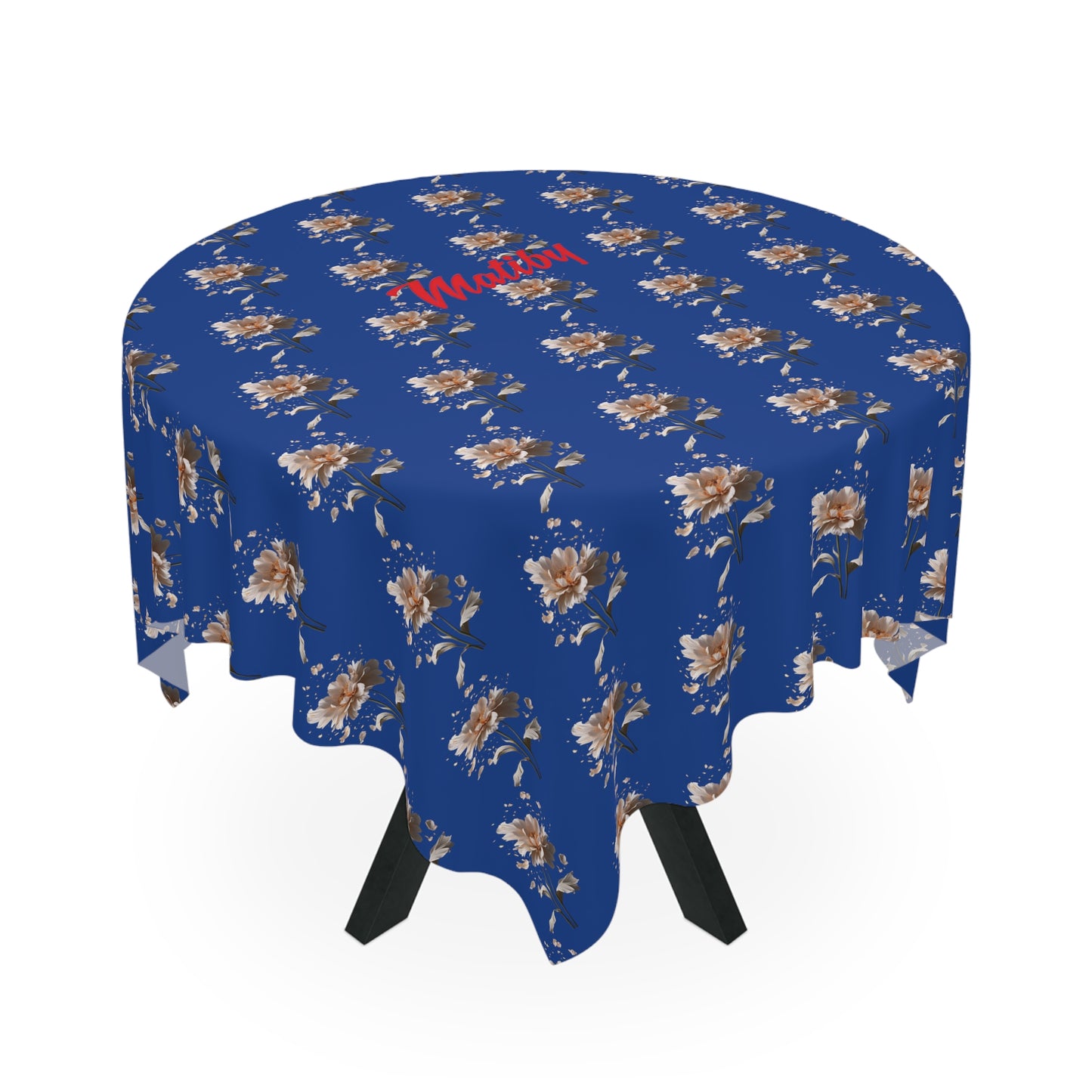 Matiby Dark Blue Flower Tablecloth