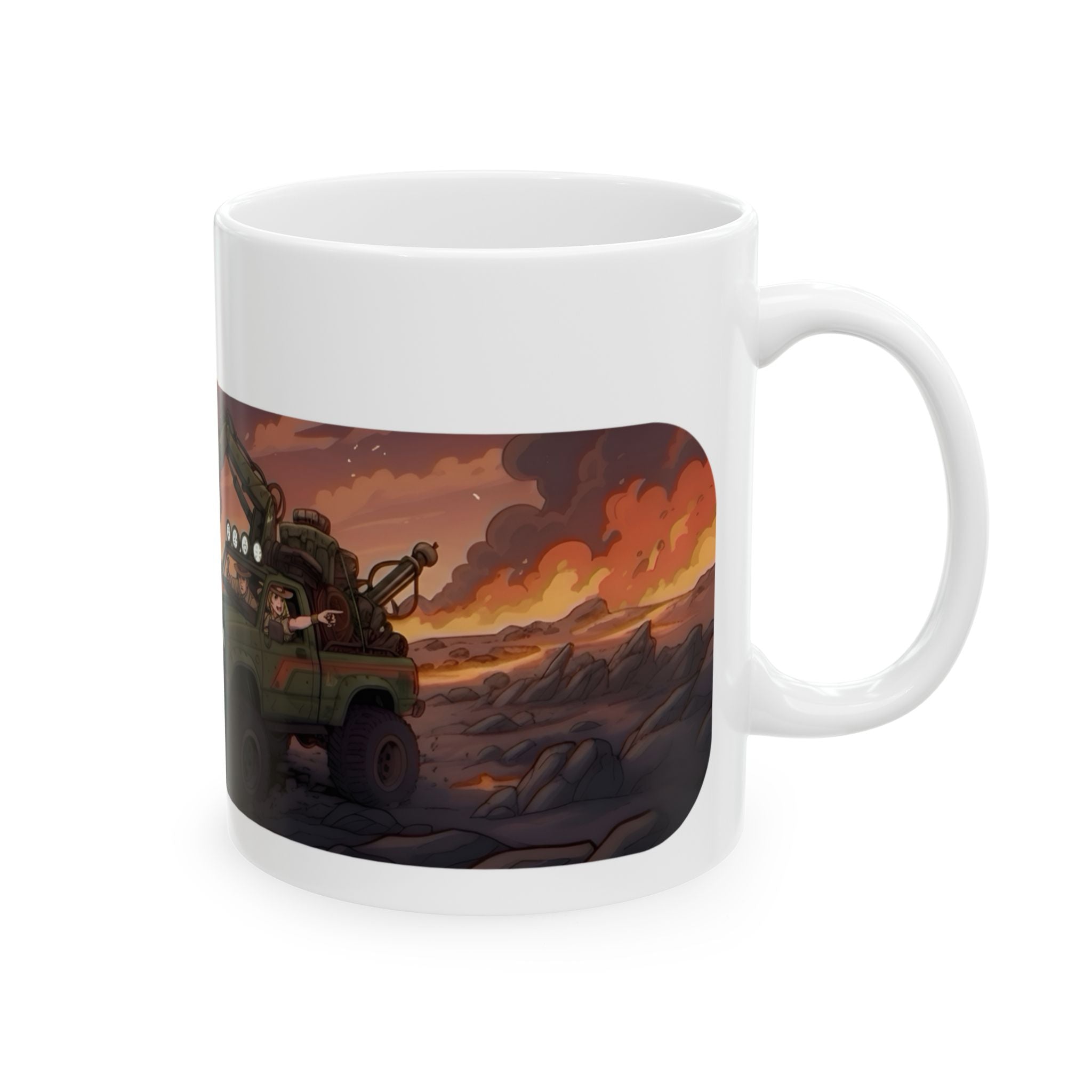 Adventure 4x4 Trucks #19, Geology Lava Volcanologists On The Go White Ceramic Mug — Find Your Path To The Essentials Cup (11oz & 15oz)