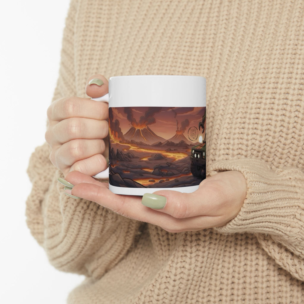 Adventure 4x4 Trucks #19, Geology Lava Volcanologists On The Go White Ceramic Mug — Find Your Path To The Essentials Cup (11oz & 15oz)