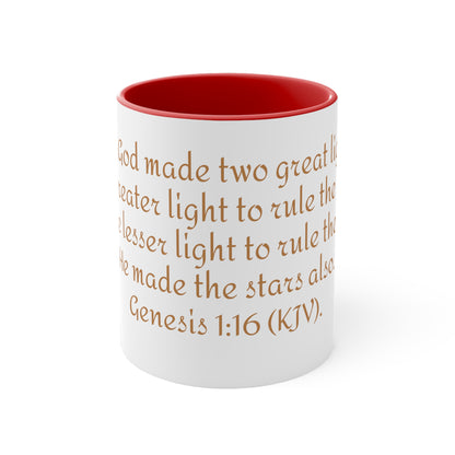 Bible Speaks Gen 1:16 Accent Mug, 11oz