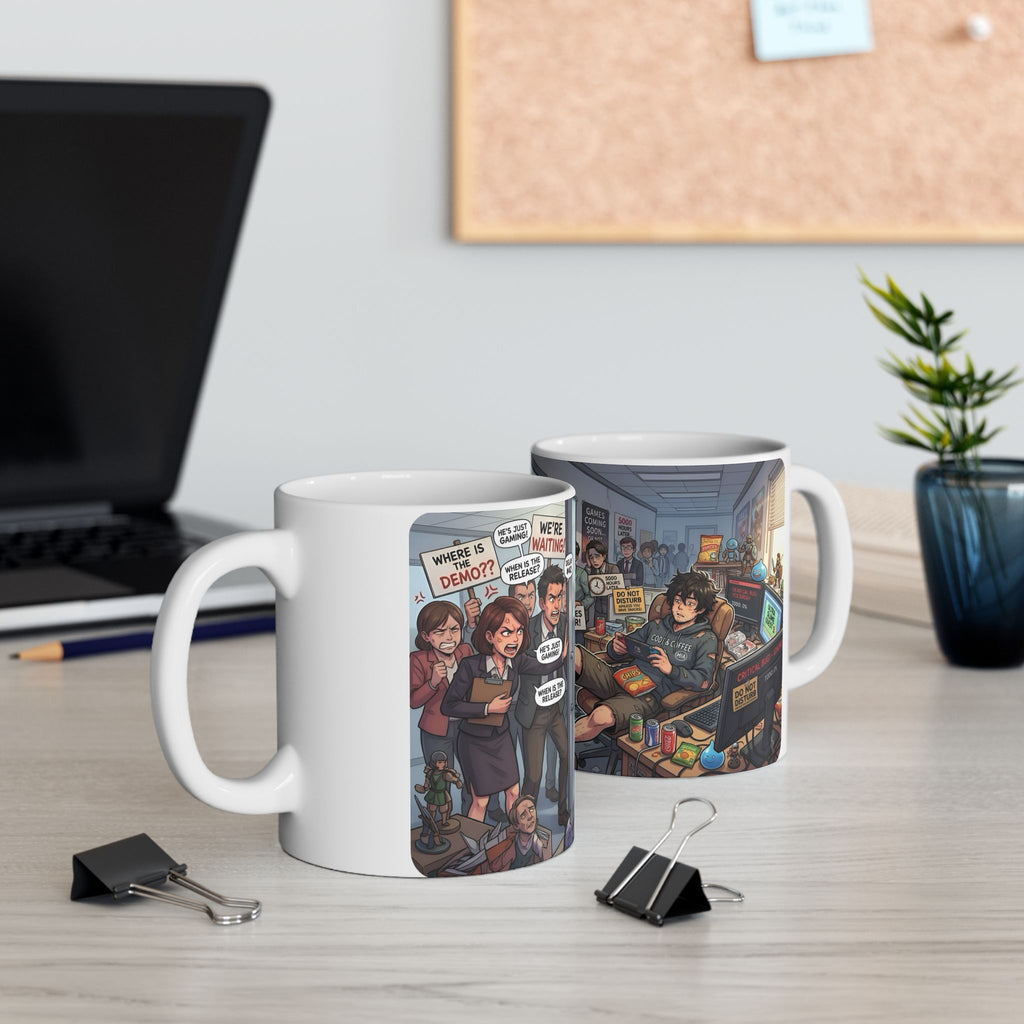Game Dev Life White Ceramic Mug - Cozy Indie Gamer Retro ArcadeTea Cup (11oz, 15oz)