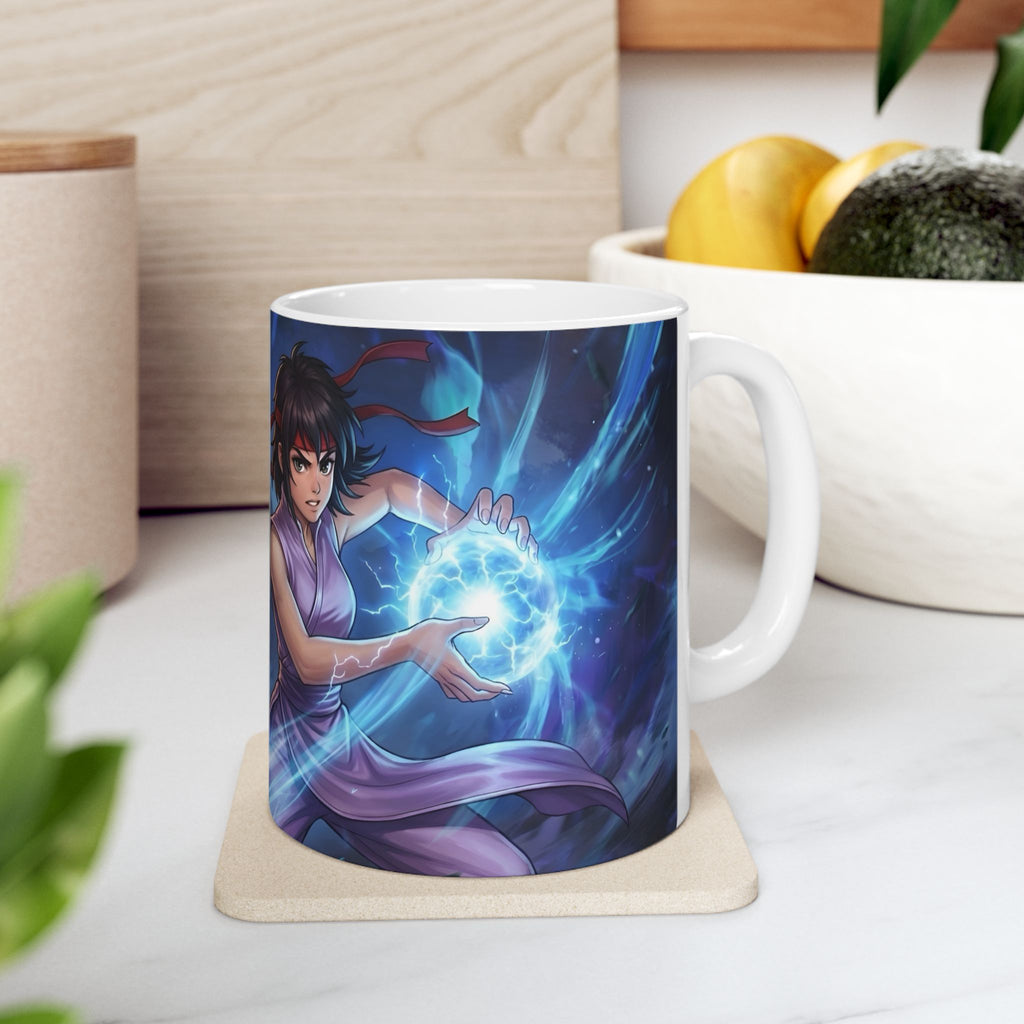 Anime Elemental Battle Duo #3 White Ceramic Mug — Fire And Lightning Gamers' Adventure(11oz, 15oz)
