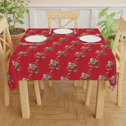 Matiby Dark Red Flower Tablecloth