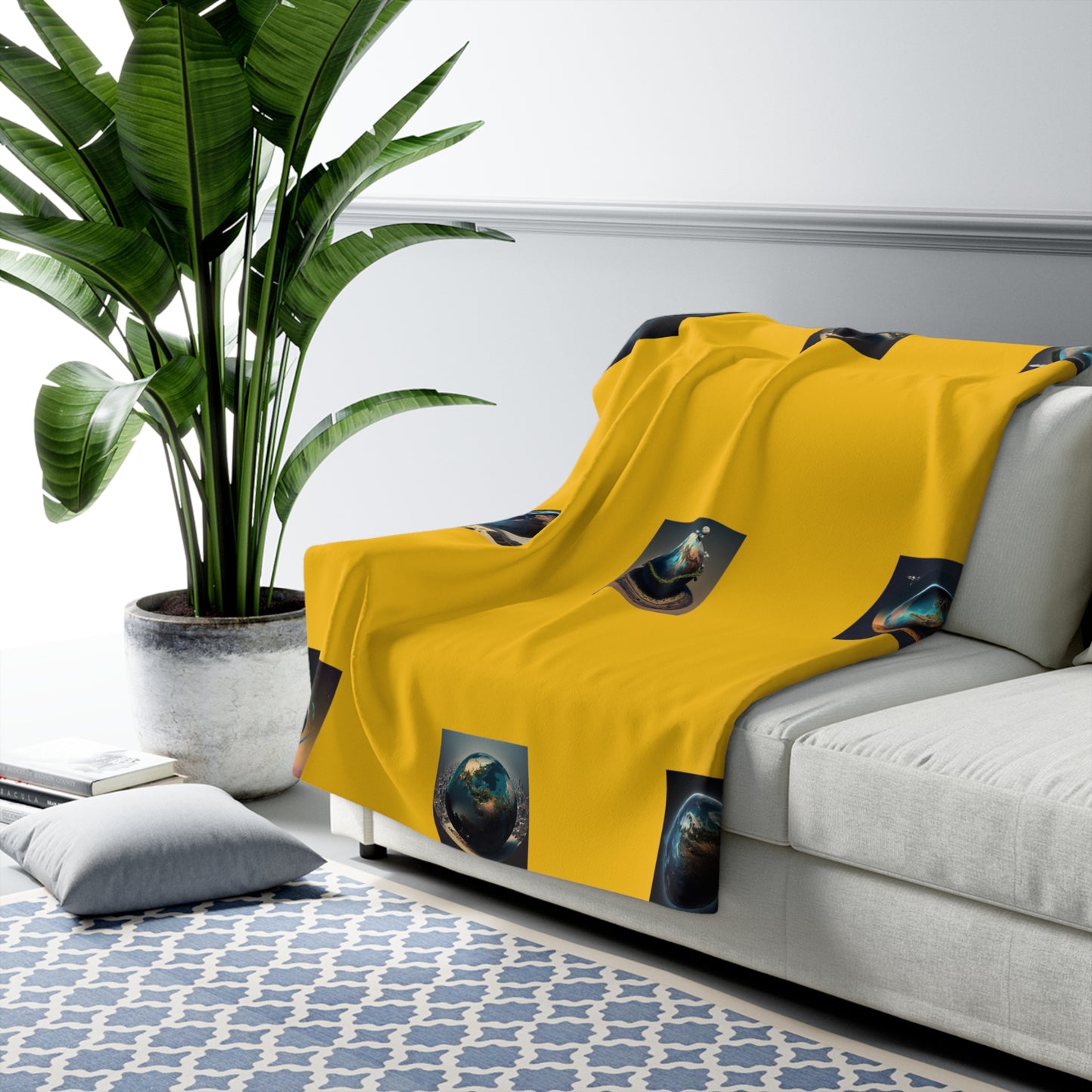 Matiby MEK Yellow Sherpa Fleece Blanket