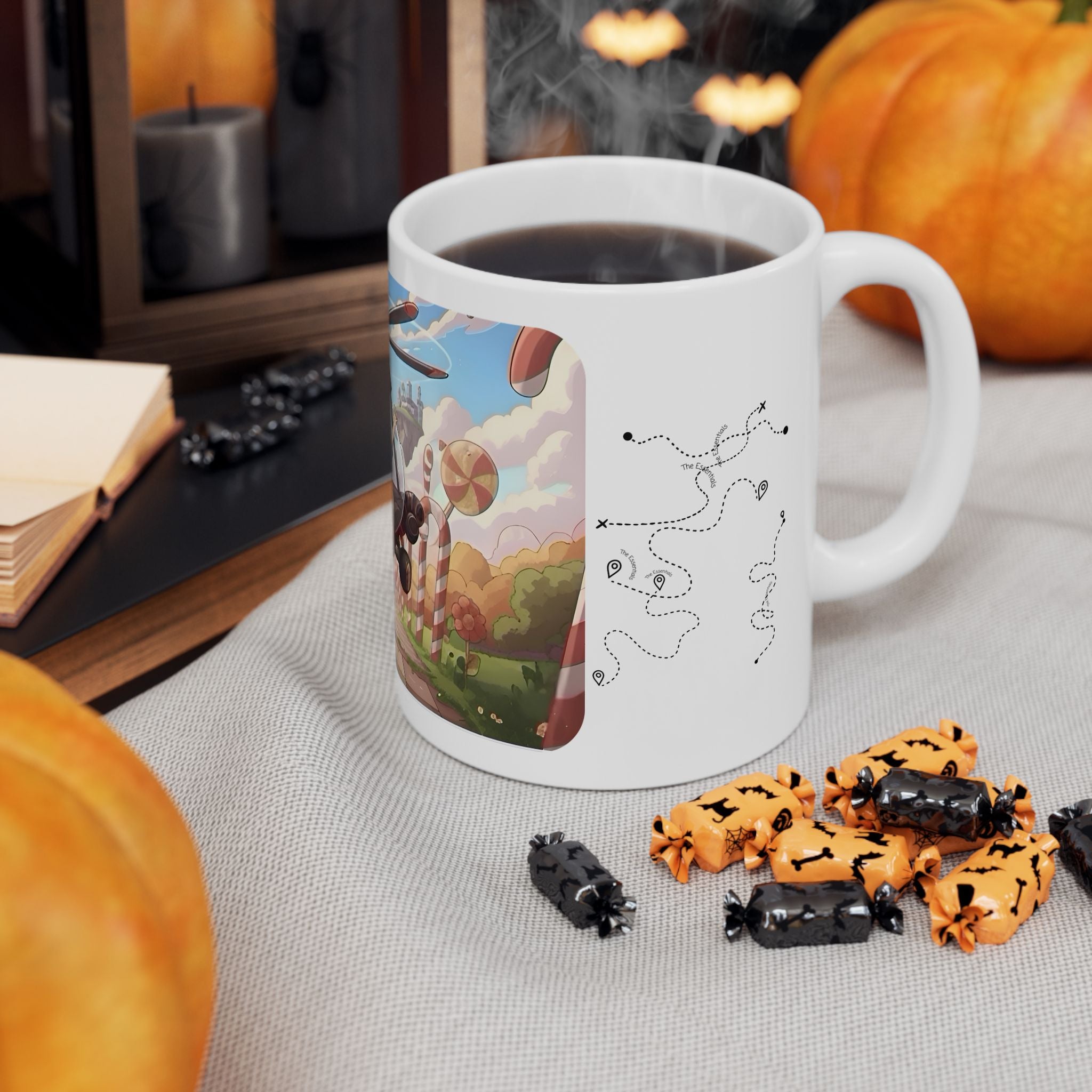 Flying Heli Blast Over Sweets White Ceramic Mug – Friends, Family & Imaginative Adventures, Celebrating Companionship, Creativity & Life’s Little Wonders Cup (11oz/15oz)