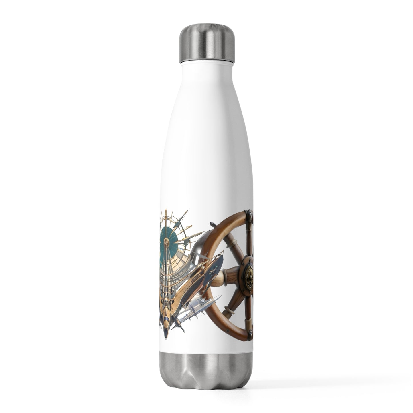 Nautical Helm 20oz Insulated Bottle, White