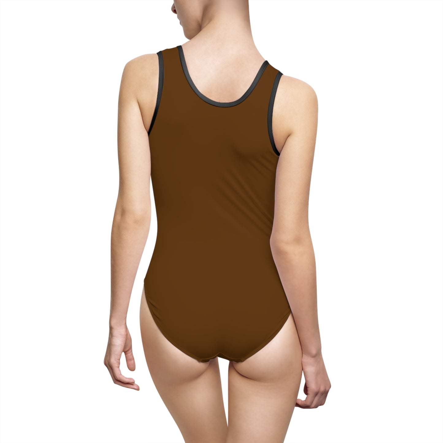 Women's Brown Classic One-Piece Swimsuit (AOP)