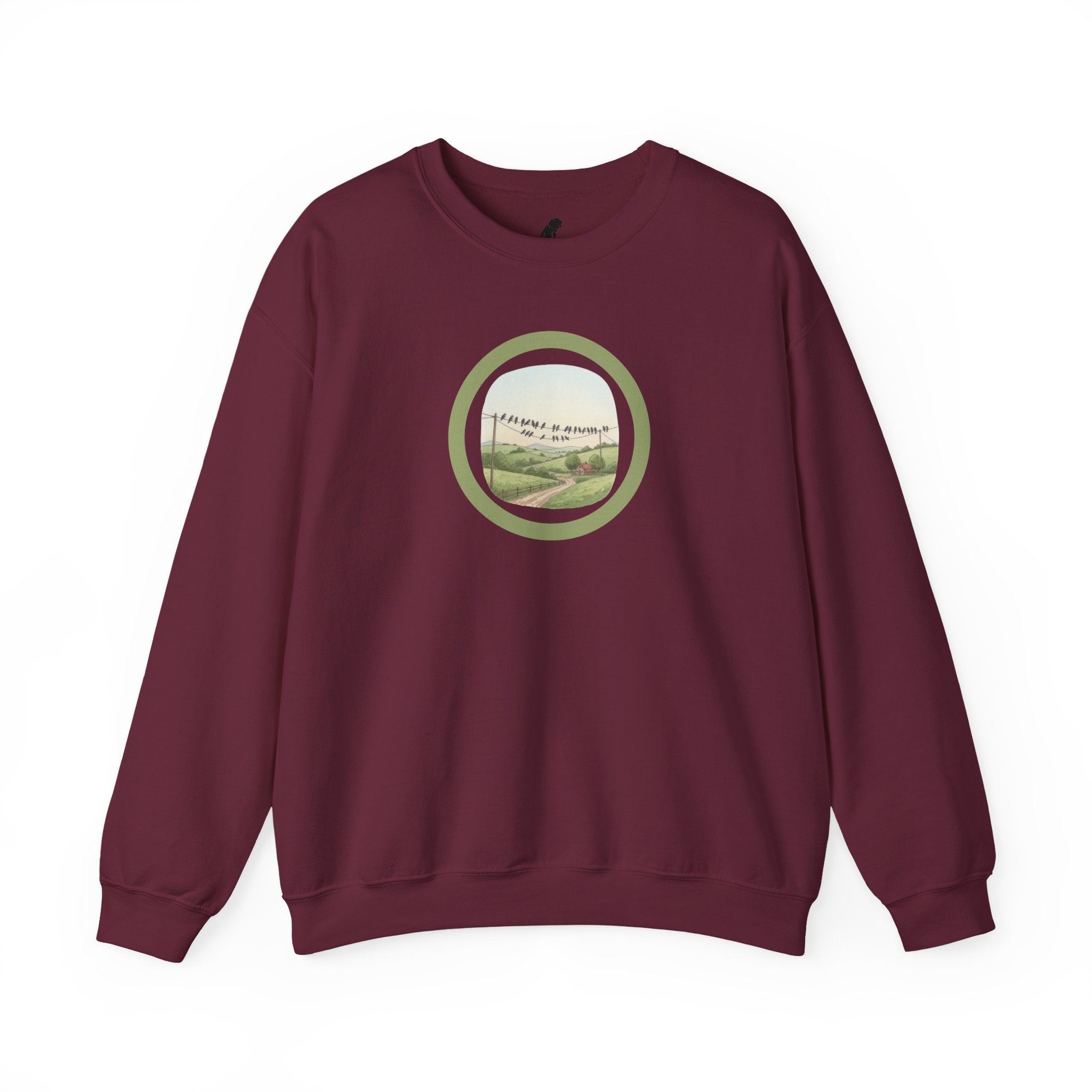 Relaxing Nature Birds Scenic Crewneck Sweatshirt —"I Choose My Way" Free As A Bird Circle Design