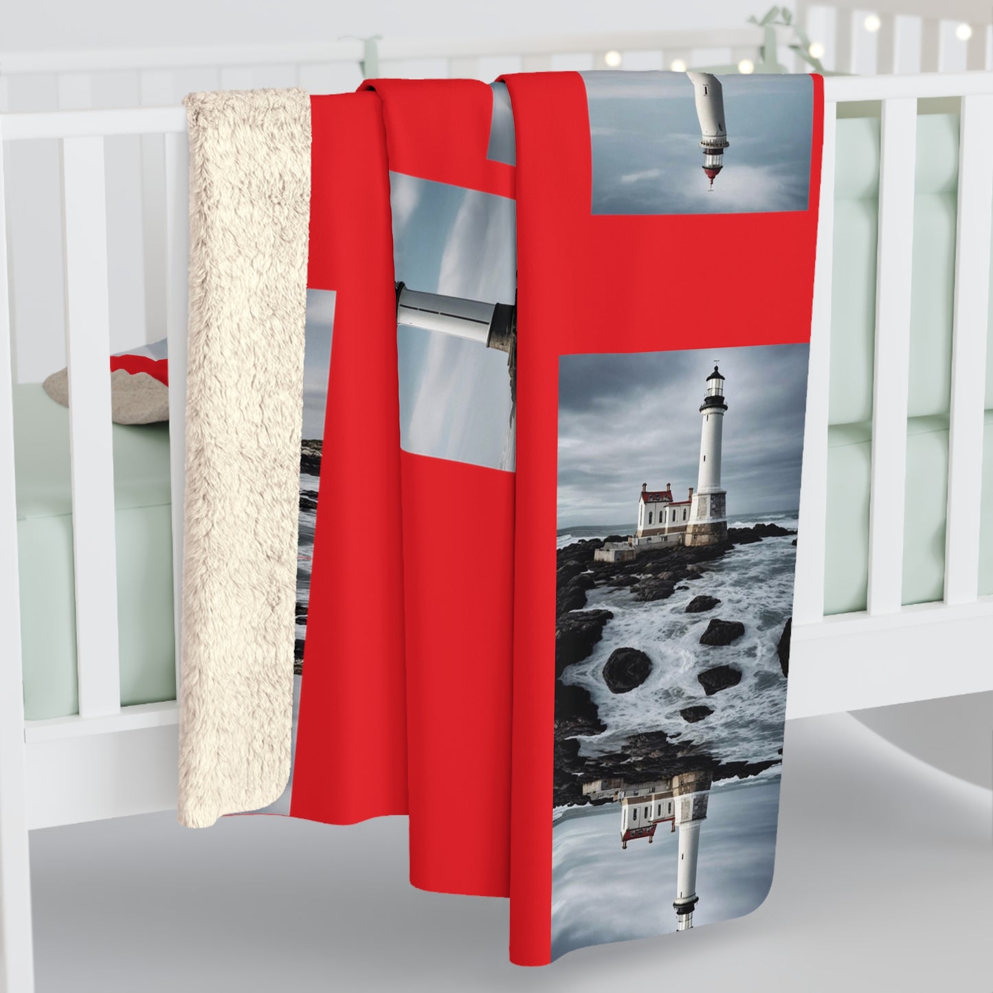 Lighthouse "Rojo" Red Sherpa Fleece Blanket