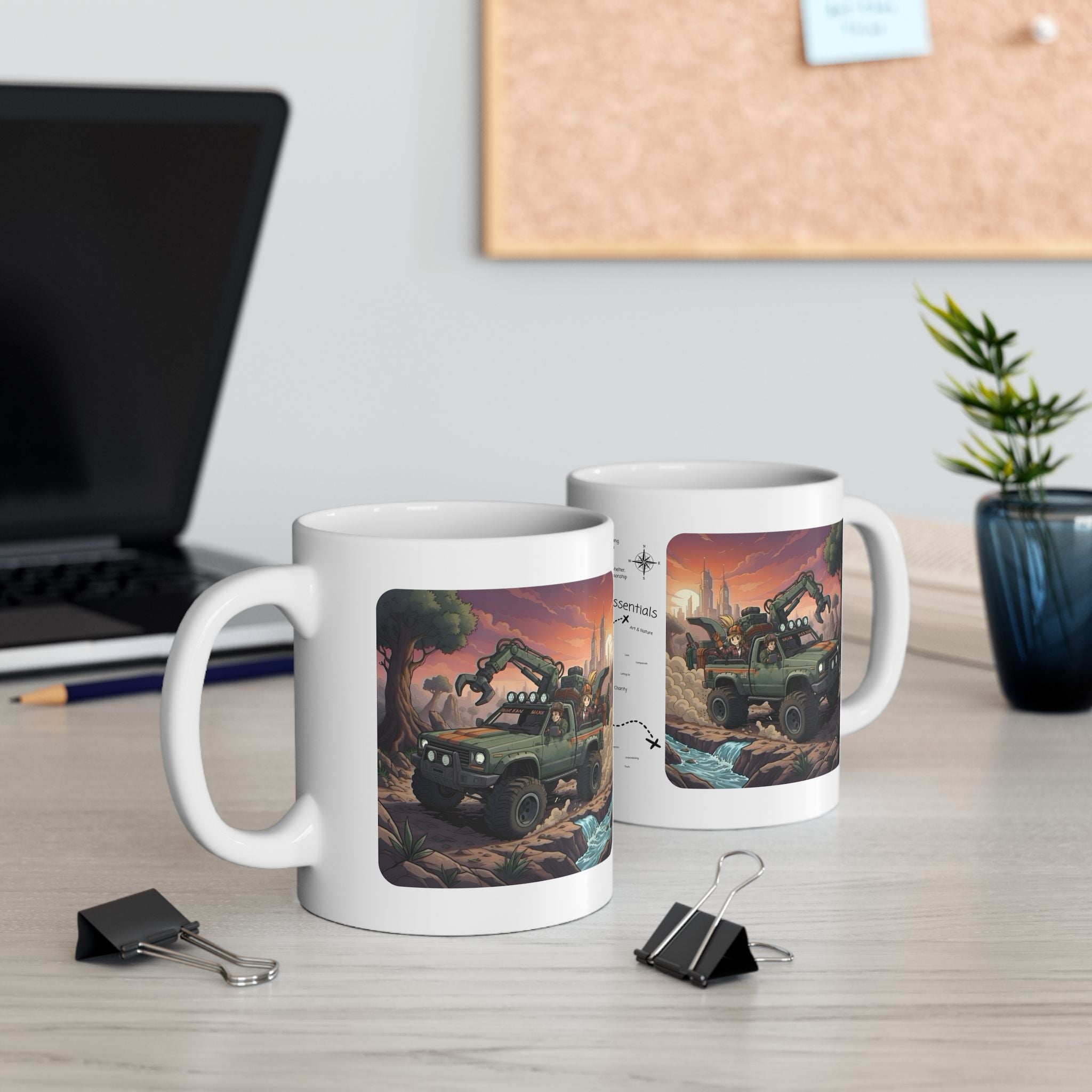 Adventure 4x4 Trucks #15, Tree Trimmers, Arborists, & Pruners On The Go White Ceramic Mug — Find Your Path To The Essentials Cup (11oz & 15oz)