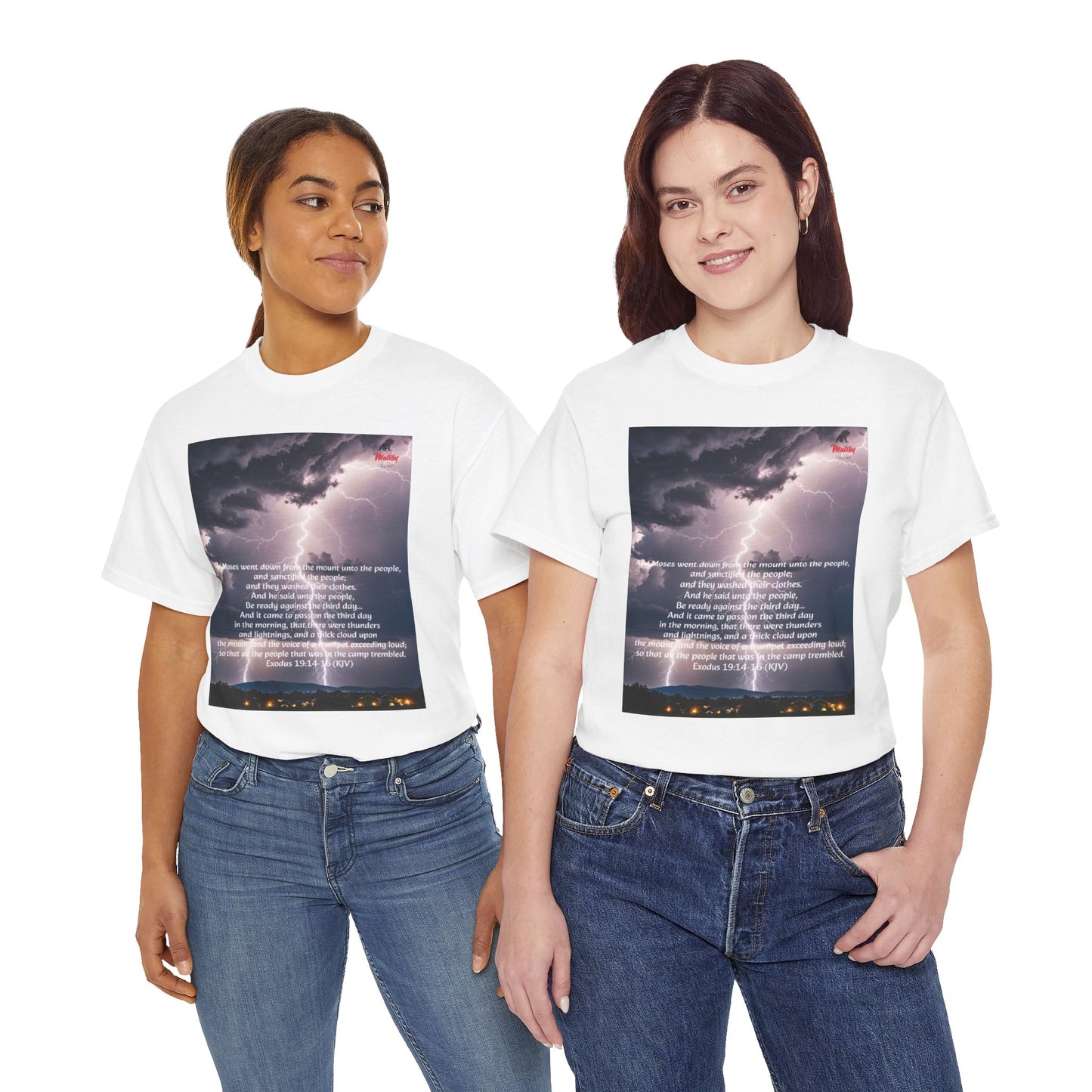 Lightning Style People Tremble Unisex Heavy Cotton Tee, Dual Side, W Font