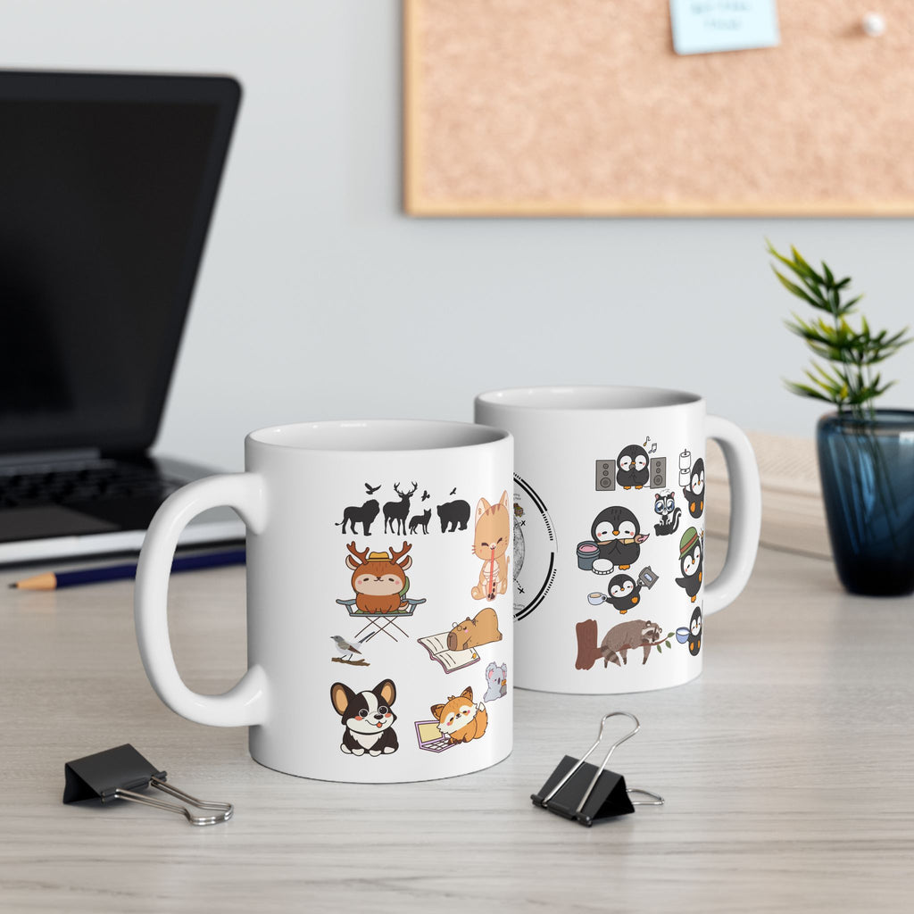 Playful & Cute Pets Decor #4 White Ceramic Mug — Adorable Animals To Brighten Your Day Cup (11oz & 15oz)