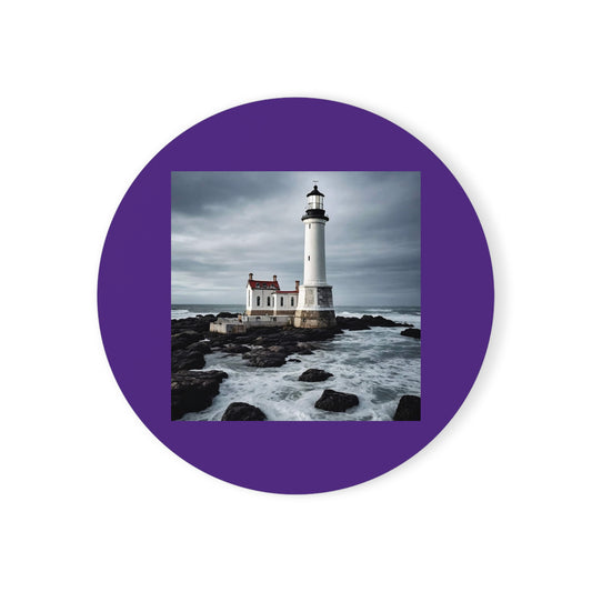 Matiby Lighthouse Purple Cork Back Coaster