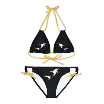 Black Strappy Bikini Set (AOP)