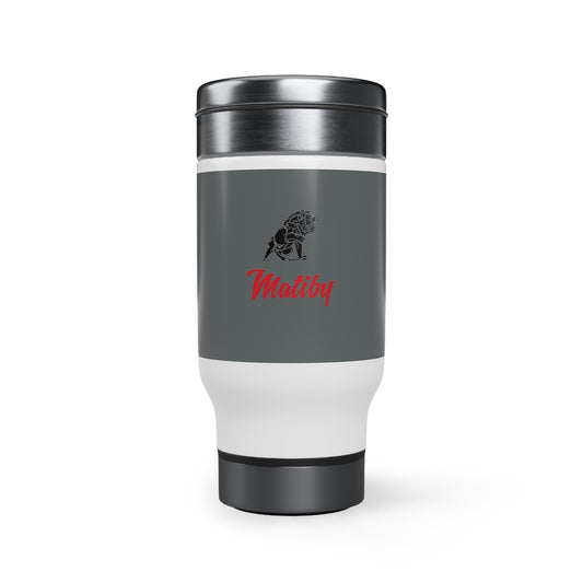 Dark Grey Stainless Steel Travel Mug with Handle, 14oz