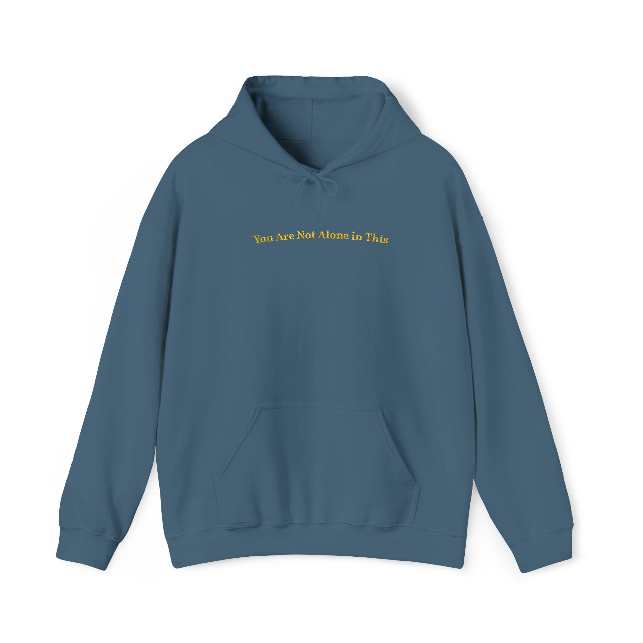 You Are Not Alone in This Gold Embroidered Unisex Heavy Blend Hooded Sweatshirt, Strength And Hope Hoodie