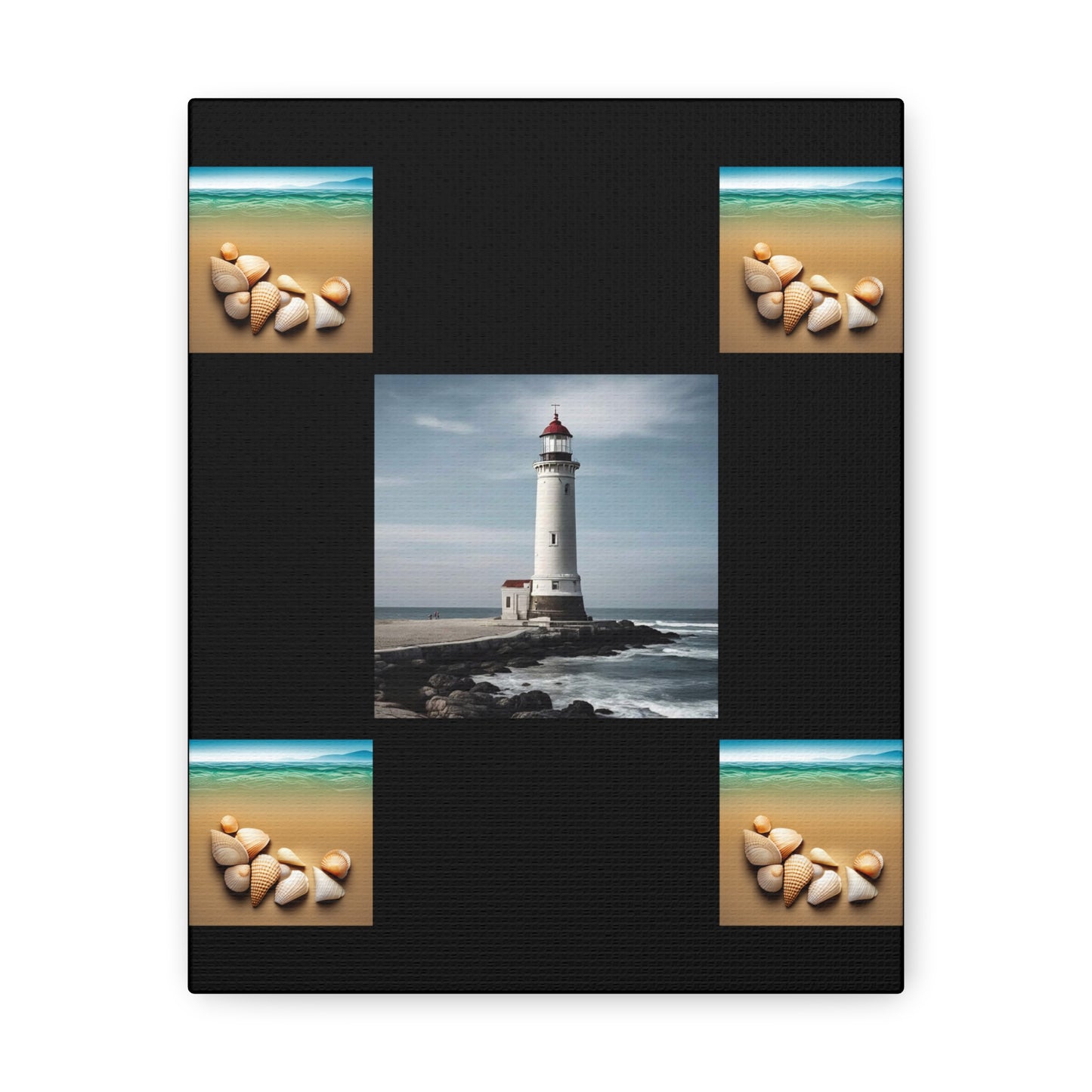 Lighthouse Black Canvas Gallery Wraps