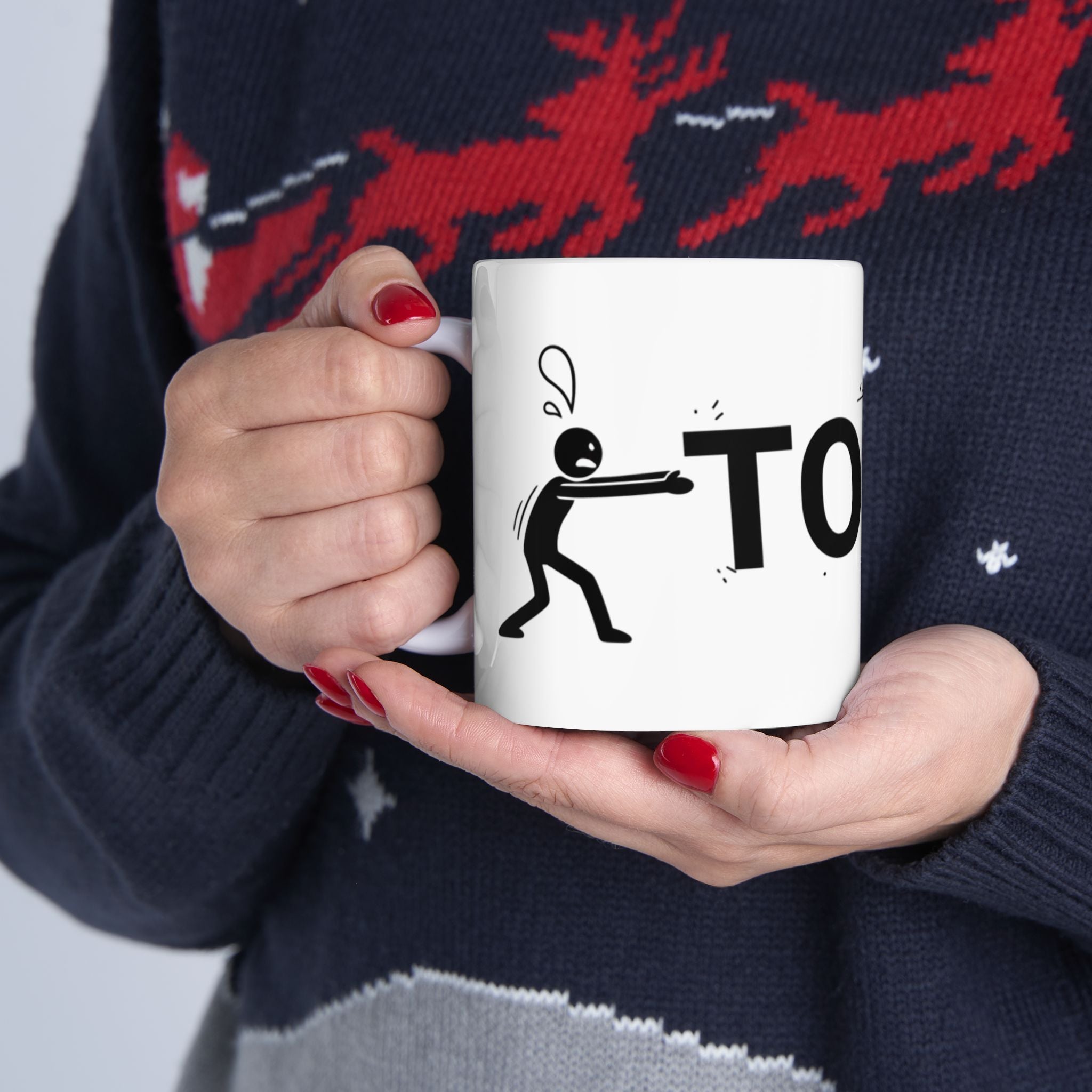 "TODAY" White Ceramic Mug — Trying To Get A Grip On The Day Motivational Tea Cup (11oz, 15oz)