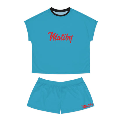 Matiby Women's Turquoise Short Pajama Set (AOP)