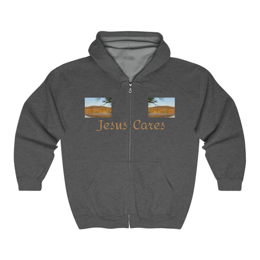 Jesus Cares Unisex Heavy Blend™ Full Zip Hooded Sweatshirt