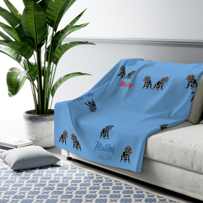 Matiby Lion Light Blue Sherpa Fleece Blanket