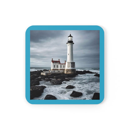 Matiby Lighthouse Turquoise Corkwood Coaster Set