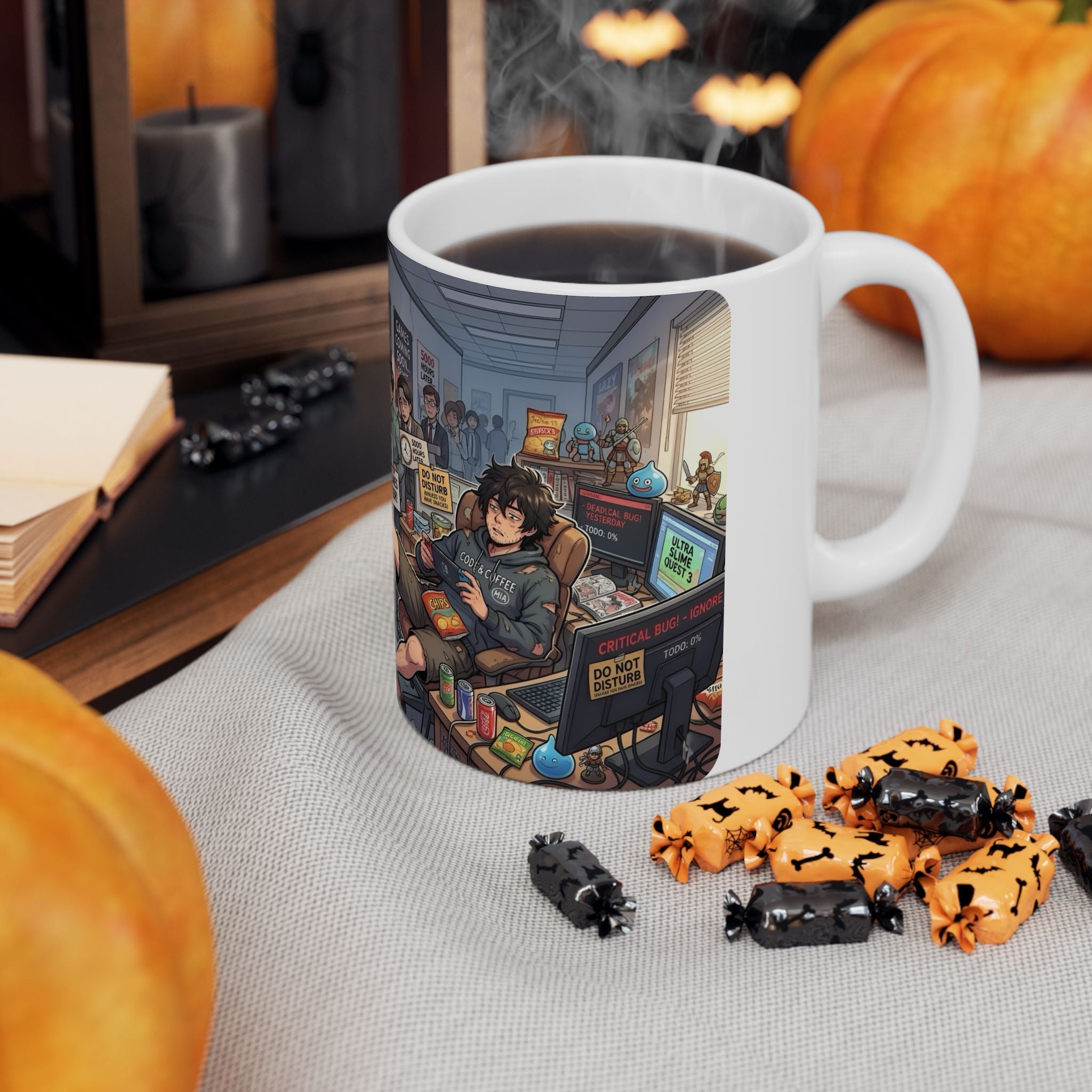 Game Dev Life White Ceramic Mug - Cozy Indie Gamer Retro ArcadeTea Cup (11oz, 15oz)