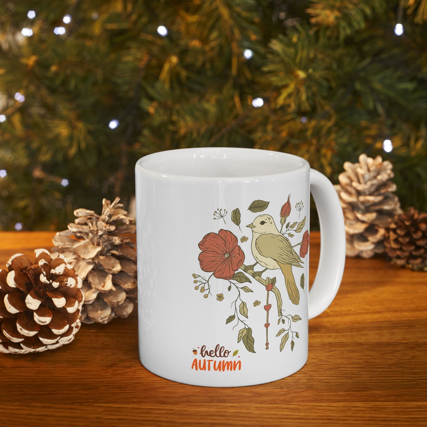 Journeys Hello Autumn Seasons of Change Ceramic Mugs, Gifts for Pet Lovers, Mugs for Bird Lovers, Cute Seasonal Mugs, Mug for All Occasions, Thanksgiving Mug