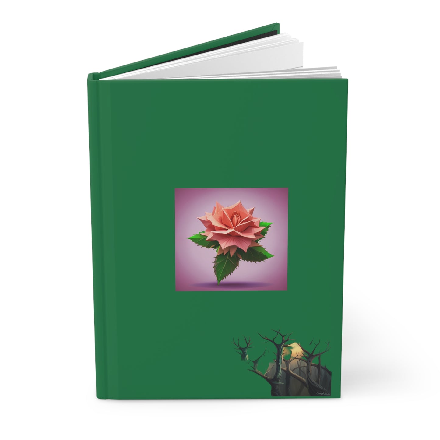 Thorn Rose Hardcover Journal Matte Dark Green