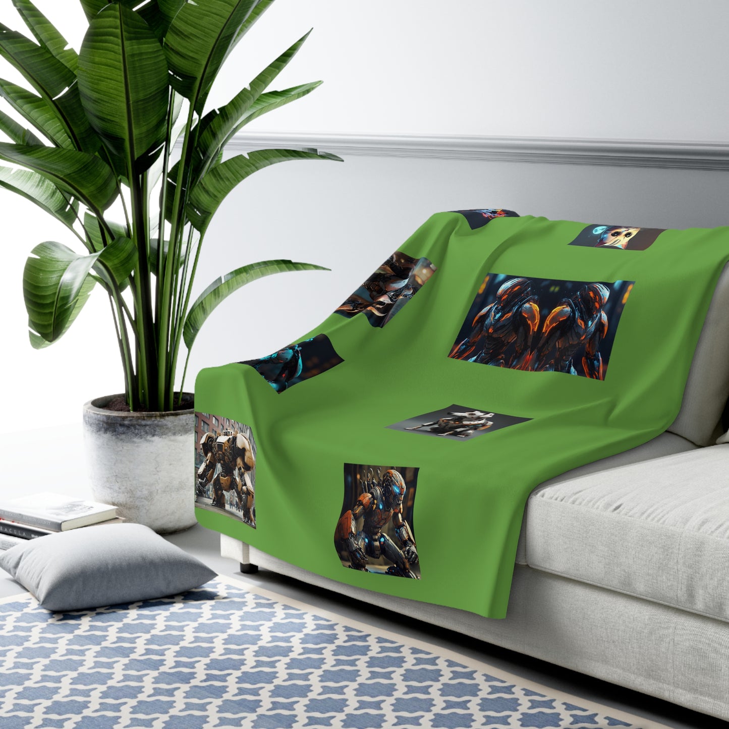 Matiby MEK Green Sherpa Fleece Blanket