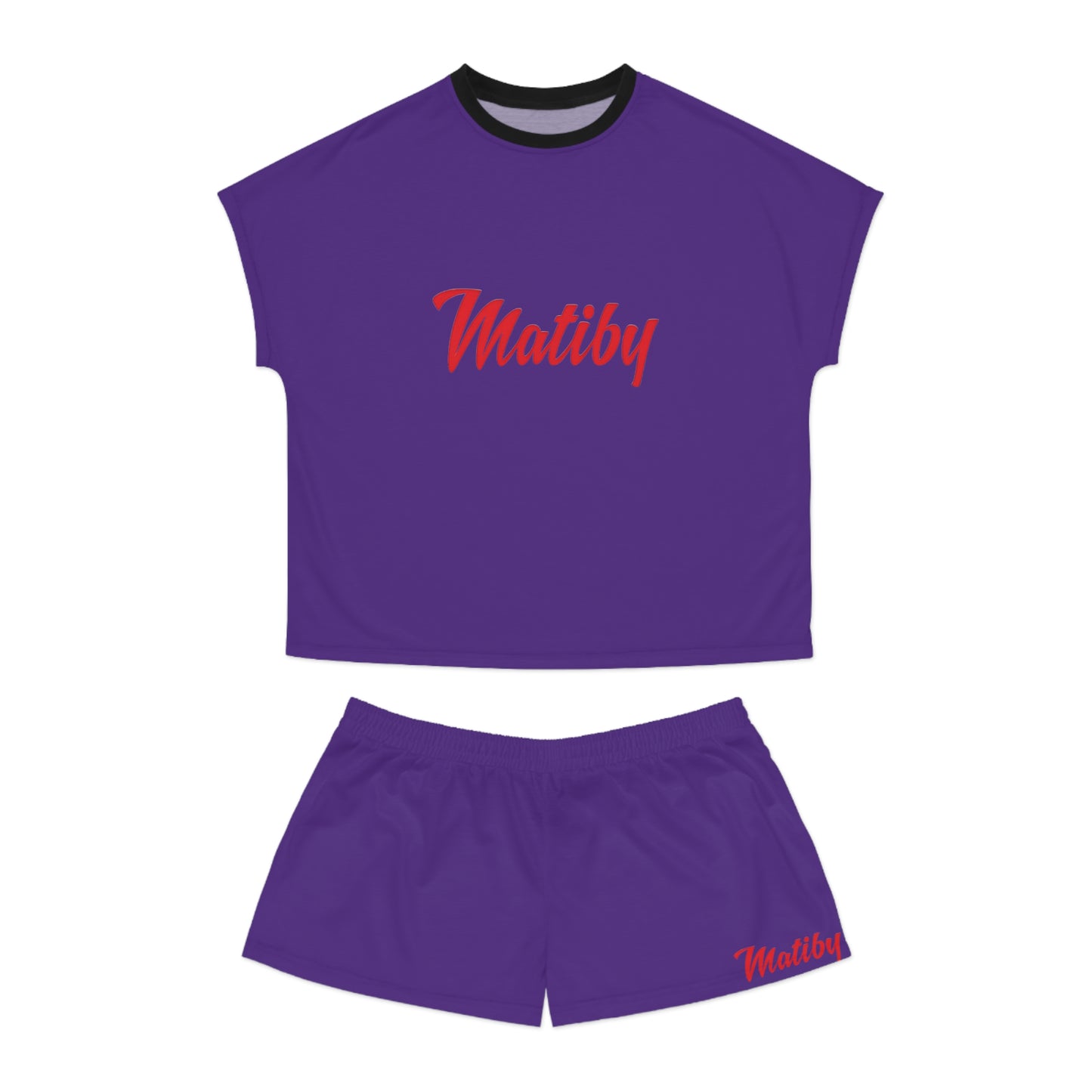 Matiby Women's Purple Short Pajama Set (AOP)