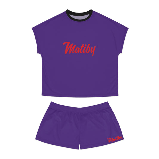 Matiby Women's Purple Short Pajama Set (AOP)