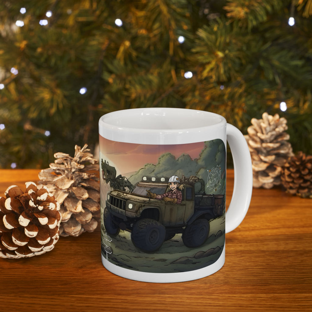 Adventure 4x4 Trucks #27, Utility and Salvage Workers White Ceramic Mug — Find Your Path To The Essentials Cup (11oz & 15oz)