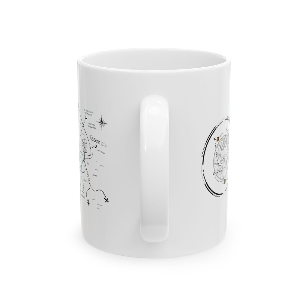 Cozy Winter Night Sky & Reindeer Charm Anime White Ceramic Mug — Greyhound & Siberian Cat under Northern Lights Cup (11oz, 15oz)