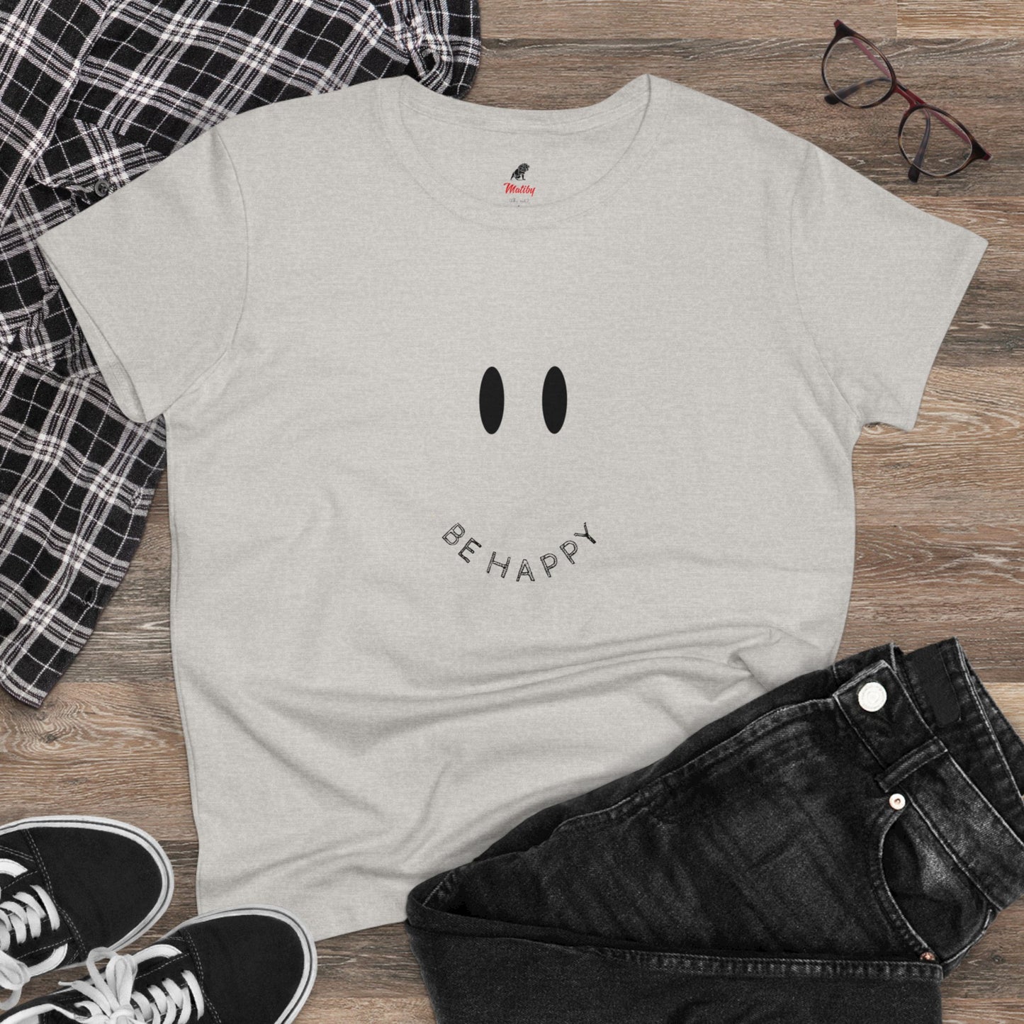 Women's Be Happy Midweight Cotton Tee