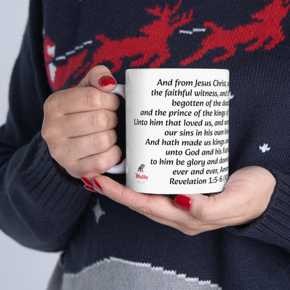 Bible Speaks Revelation 1:5-6 Ceramic Mug, 11oz