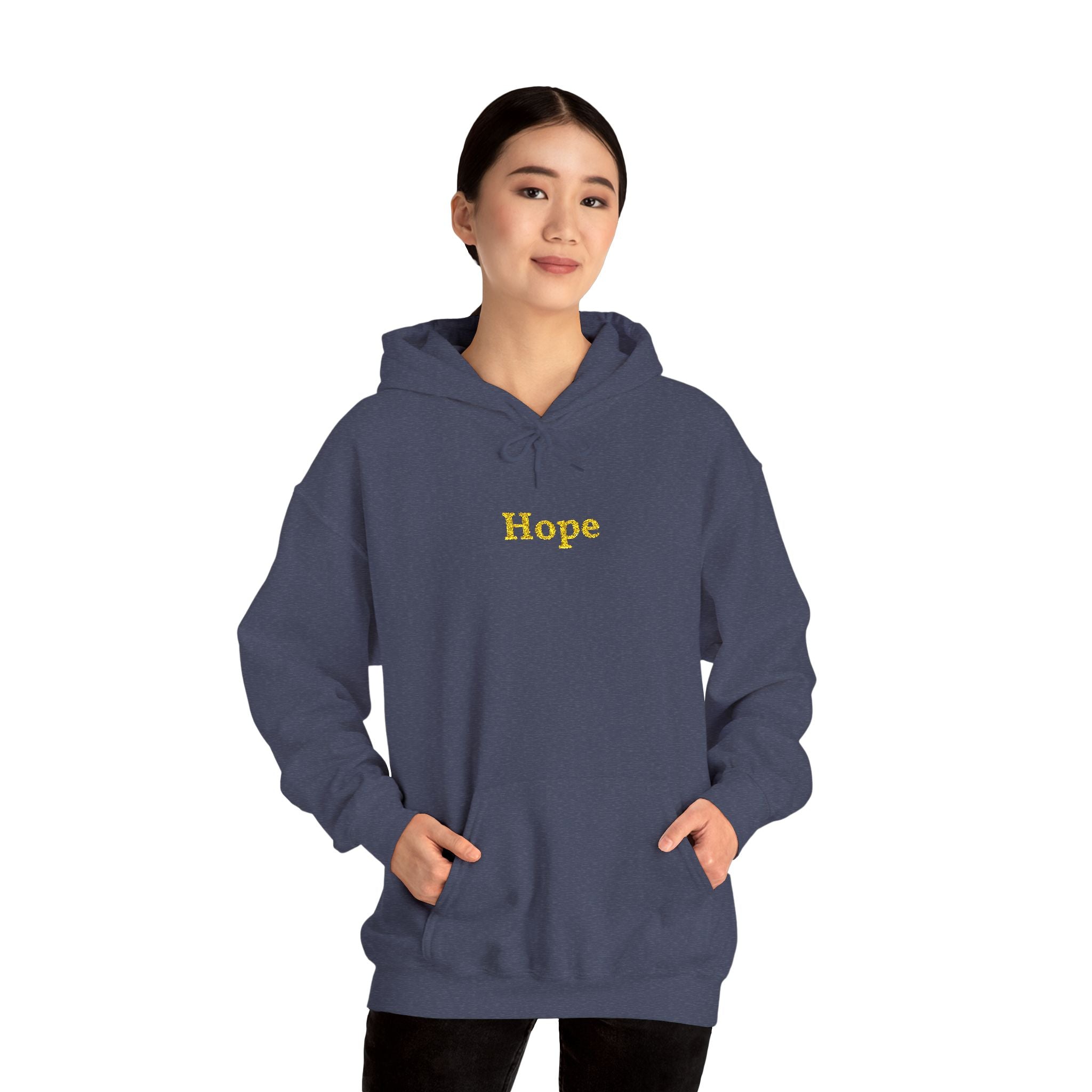 Hope Gold Embroidered Unisex Heavy Blend Hooded Sweatshirt, Librarians, Students, Parents, and Friends Special Hoodie