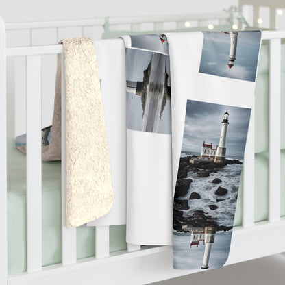 Matiby Lighthouse White Sherpa Fleece Blanket