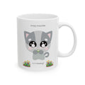 Cozy Simply Irresistible Cat White Ceramic Mug — Floral Kitten Lover Tea Cup (11oz, 15oz)