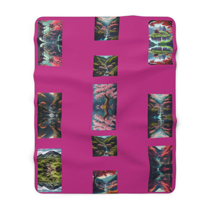 Artzy Scenic Pink Sherpa Fleece Blanket