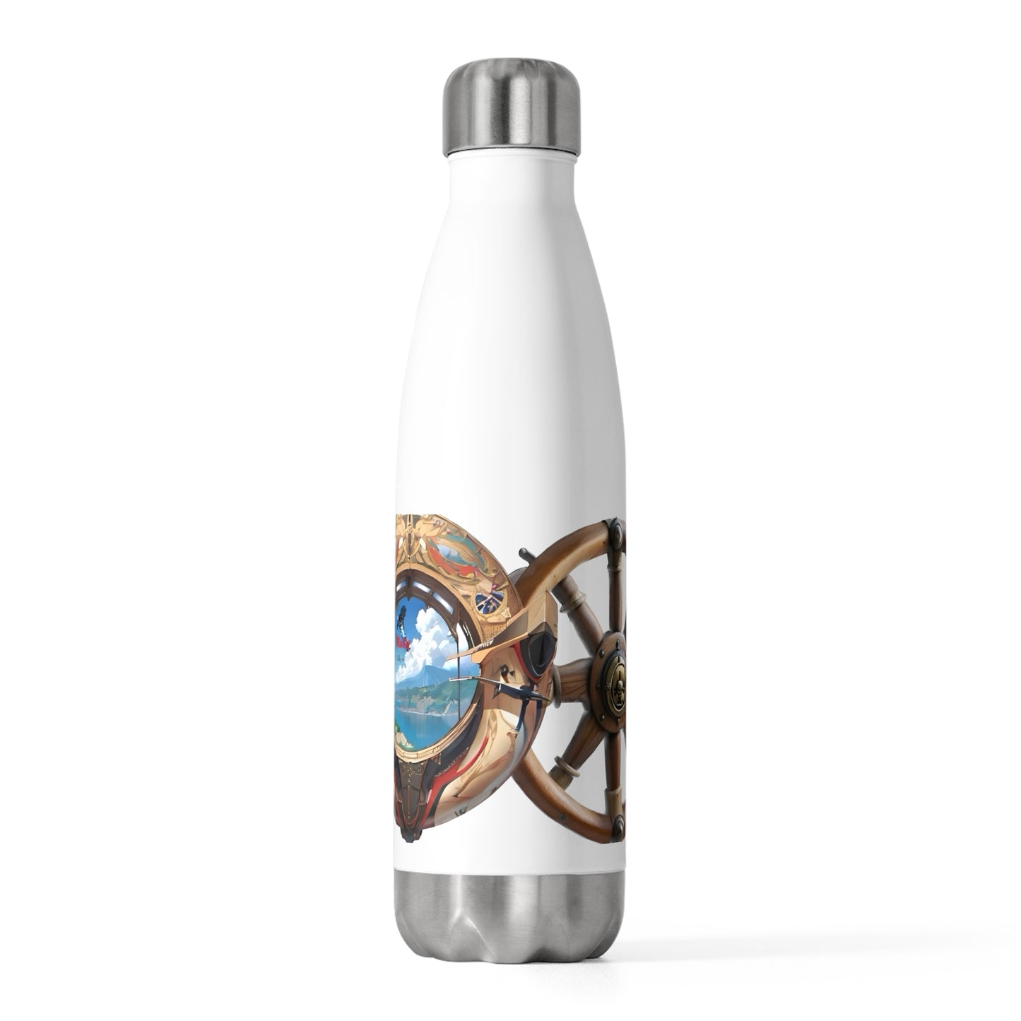 Nautical Helm 20oz Insulated Bottle, White