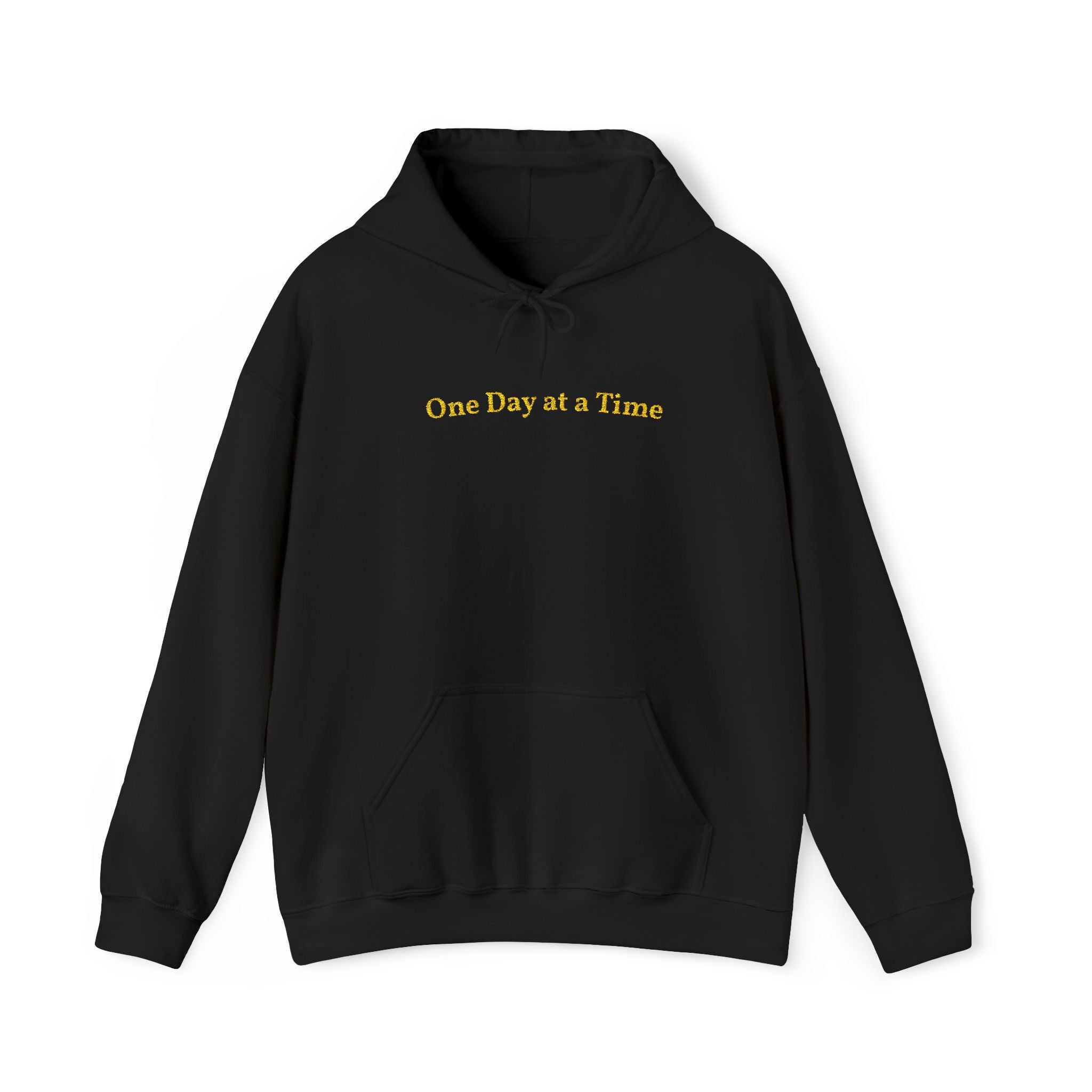One Day at a Time Gold Embroidered Unisex Heavy Blend Hooded Sweatshirt, Strength And Hope Hoodie