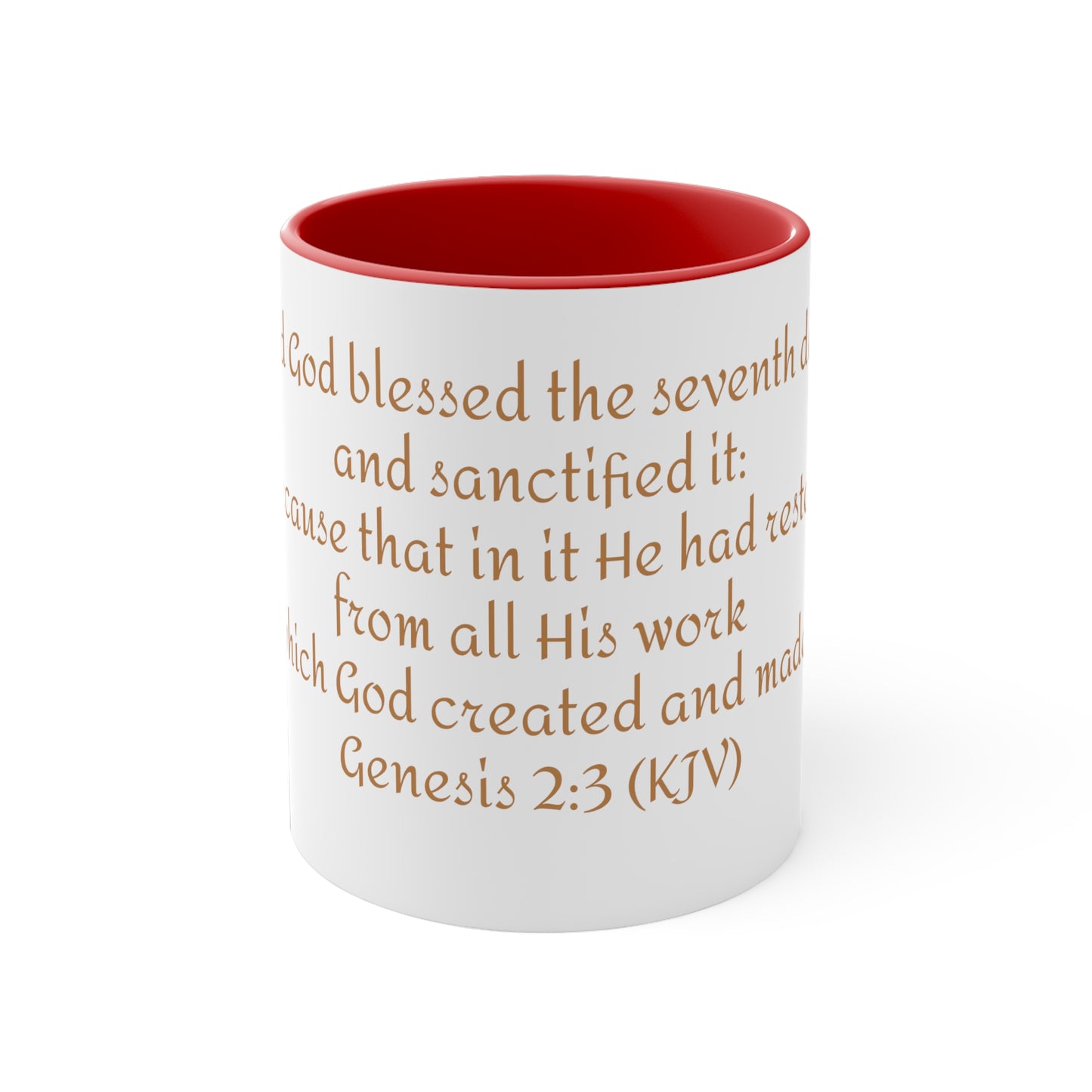 Bible Speaks Gen 2:3 Accent Mug, 11oz