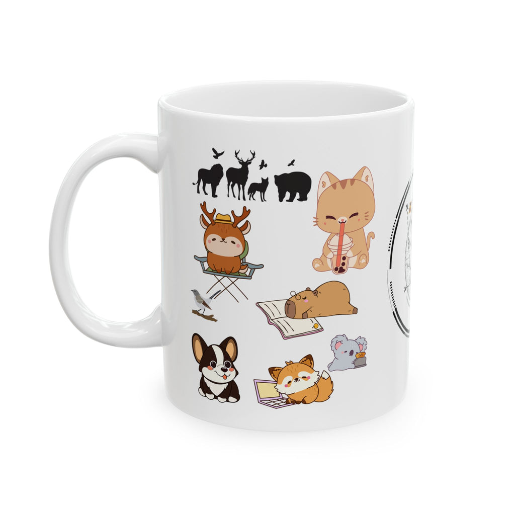 Playful & Cute Pets Decor #4 White Ceramic Mug — Adorable Animals To Brighten Your Day Cup (11oz & 15oz)