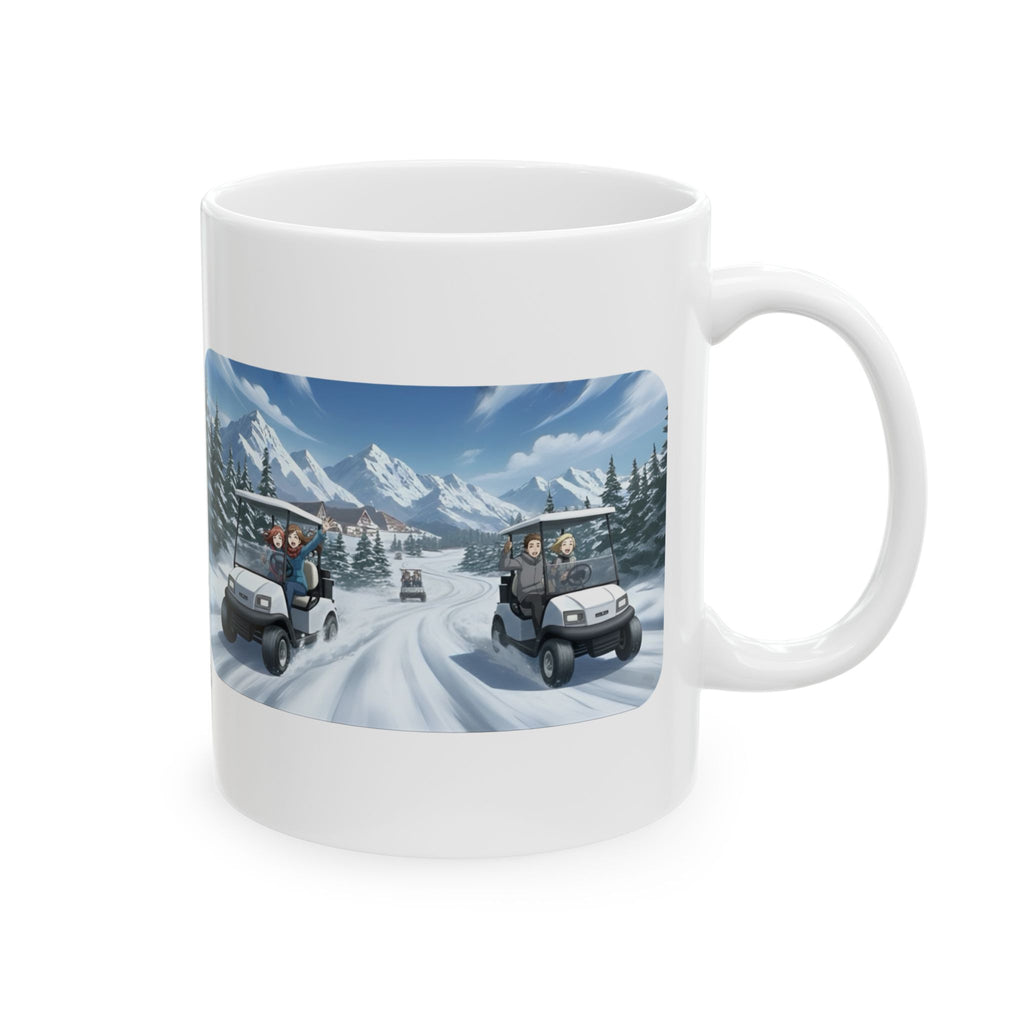 Anime Golf Cart Seasonal Adventures #7 White Ceramic Mug — Find Your Path To The Essentials Cup (11oz & 15oz)