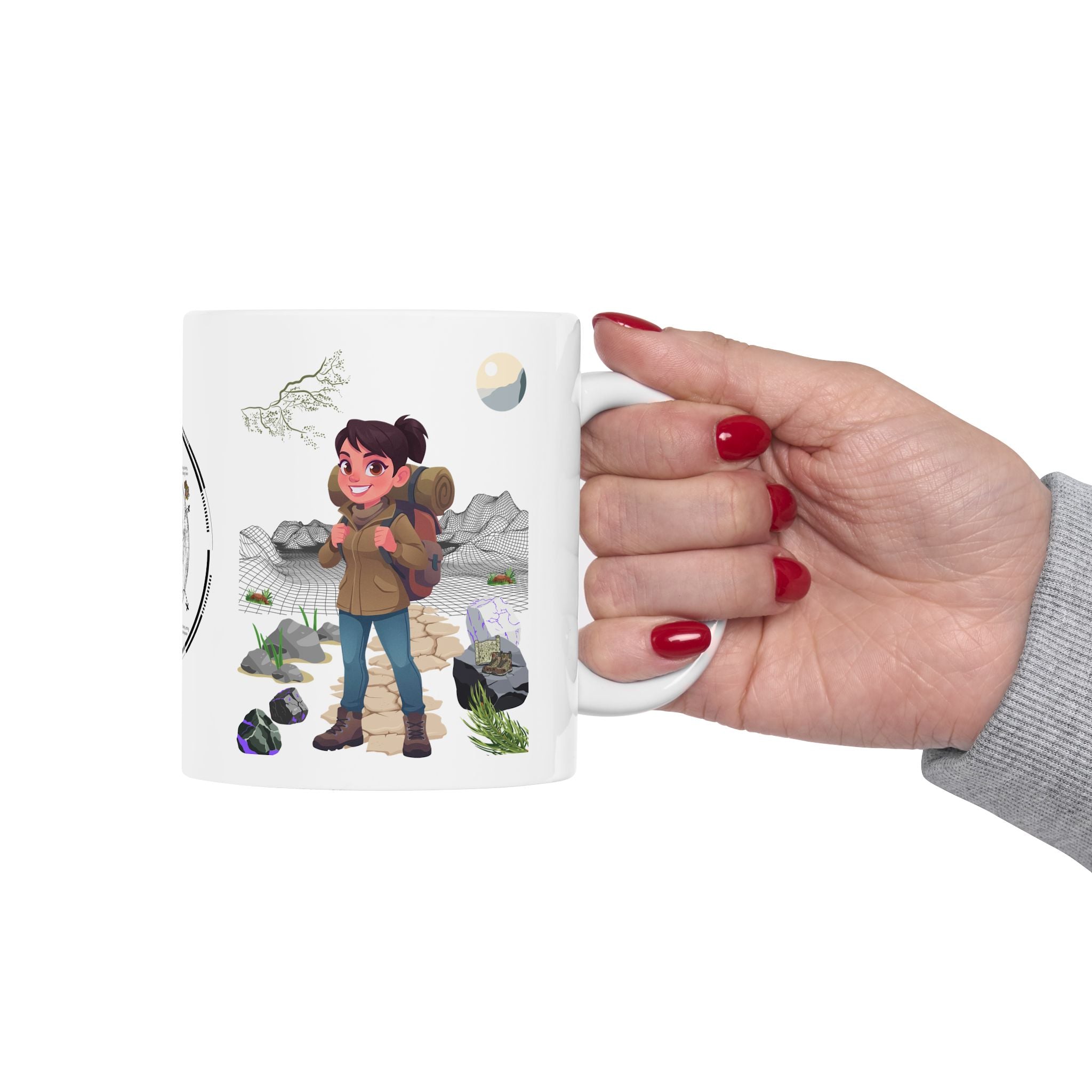 Enjoy Life, Exploration, Creativity, Companionship & Nature White Ceramic Mug — Find Your Path To The Essentials Cup (11oz & 15oz)