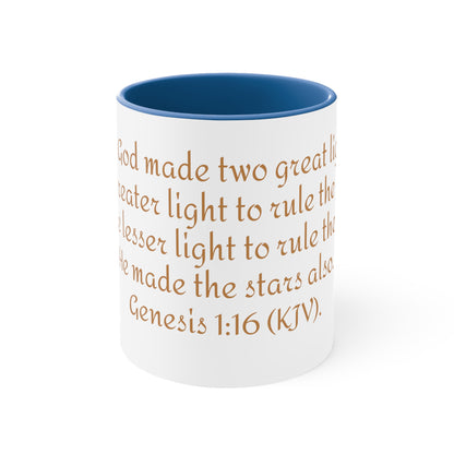 Bible Speaks Gen 1:16 Accent Mug, 11oz