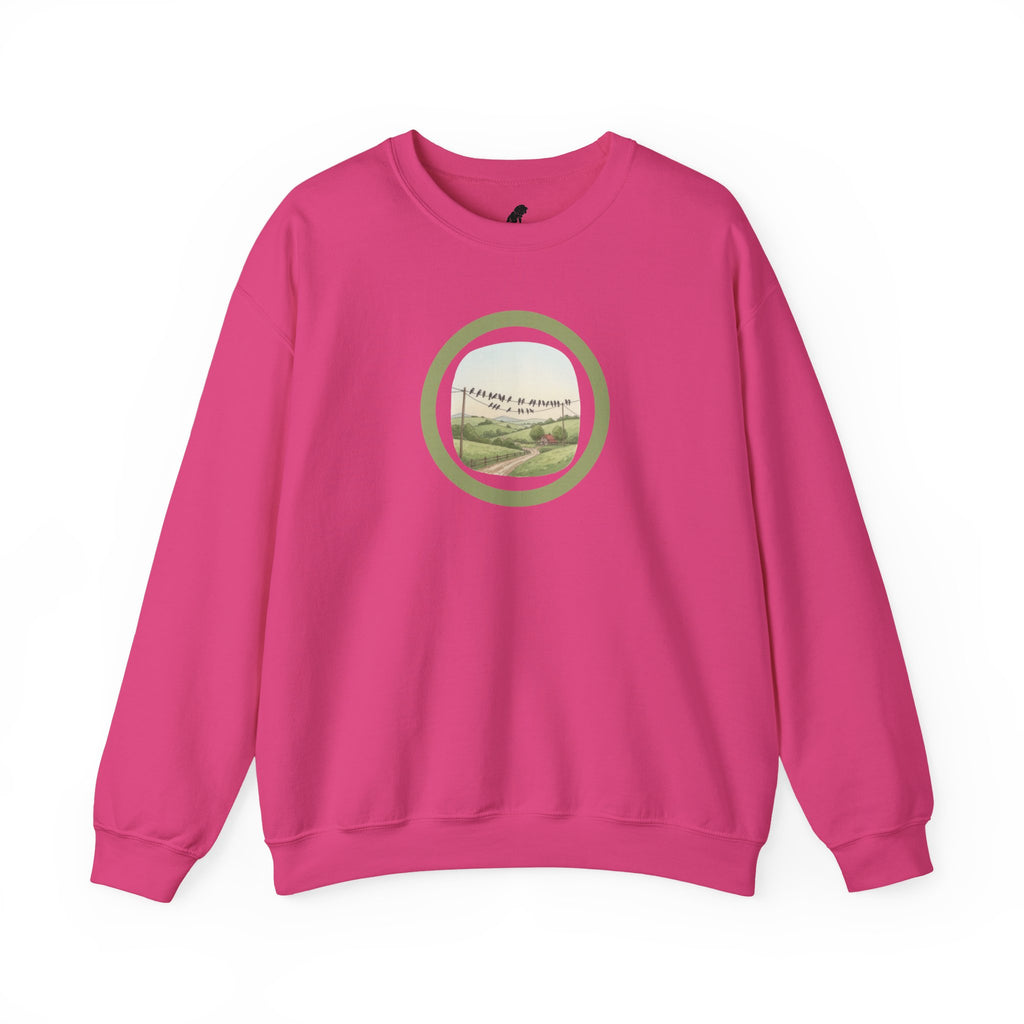 Relaxing Nature Birds Scenic Crewneck Sweatshirt —"I Choose My Way" Free As A Bird Circle Design