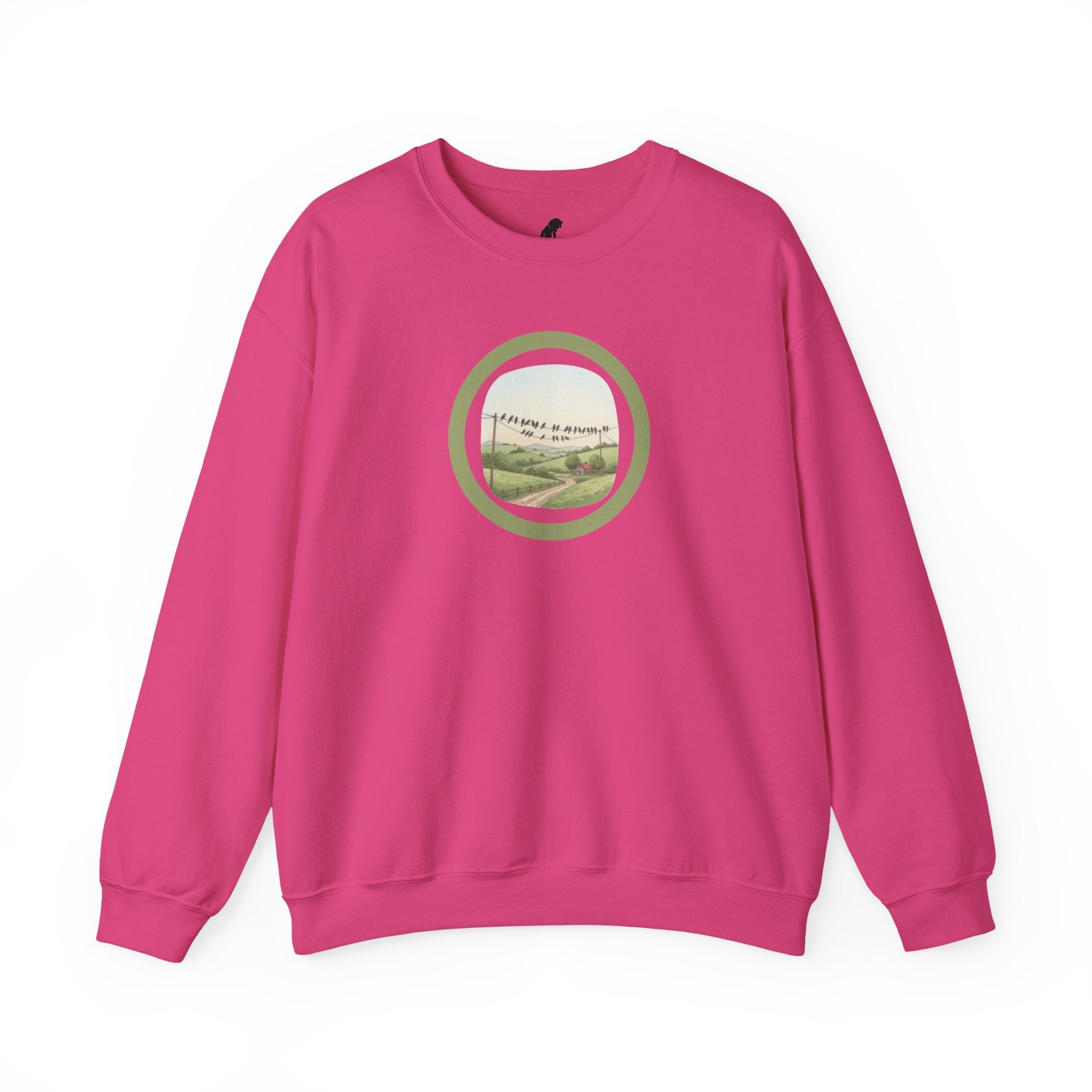 Relaxing Nature Birds Scenic Crewneck Sweatshirt —"I Choose My Way" Free As A Bird Circle Design