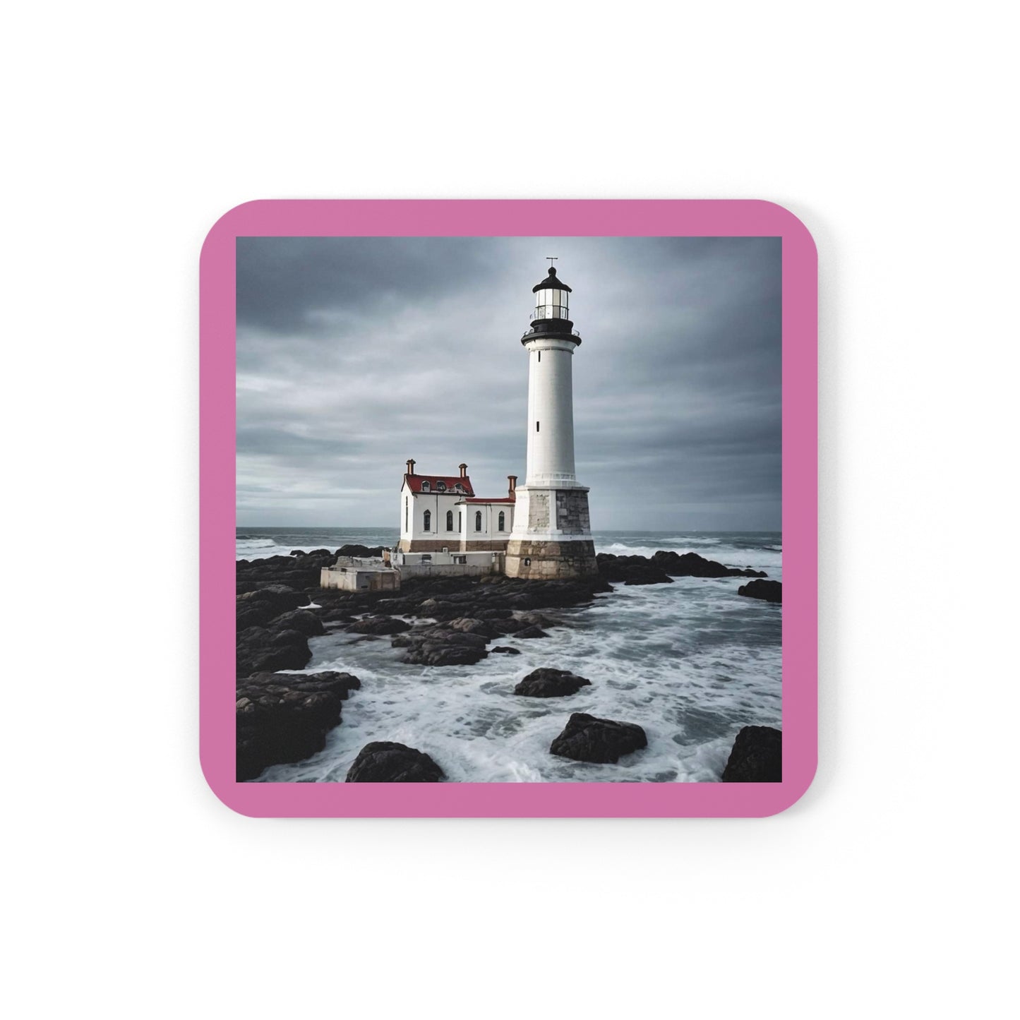 Matiby Lighthouse Link Pink Corkwood Coaster Set